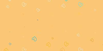 Light Blue, Yellow vector texture with lovely hearts.