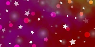 Light Pink, Yellow vector backdrop with circles, stars.