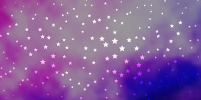 Dark Purple, Pink vector background with small and big stars.