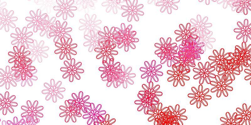 Light Pink vector doodle pattern with flowers.