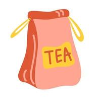 bolsa de papel artesanal con té. elemento para el diseño de la cocina de cafés y restaurantes. ilustración vectorial aislado en un fondo blanco. vector