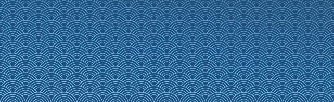 Semicircular repeating ornament, blue abstract background pattern - Vector