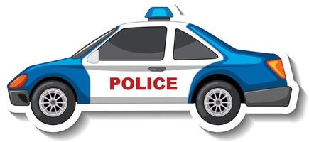 Diseño de pegatina con vista lateral del coche de policía aislado vector