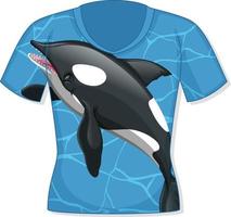 parte delantera de la camiseta con estampado de orca vector