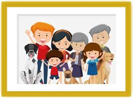 Happy family picture cartoon in a frame vector