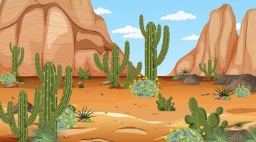 Desert forest landscape at daytime scene with many cactuses vector