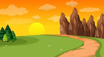 Blank landscape scene of nature park at sunset time vector