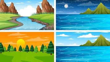 Four different scene of nature park and forest vector