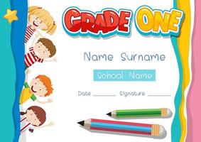 Grade one diploma or certificate template vector