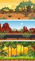 Set of different nature horizontal scenes vector