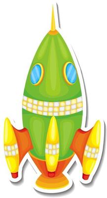 A sticker template with Rocket Space Cartoon isolated