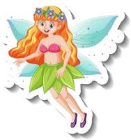 A sticker template with a beautiful fairy cartoon character vector