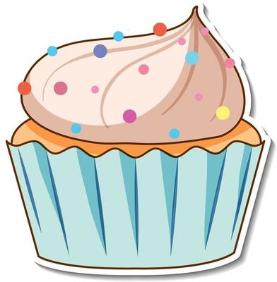 Fast food sticker design with Cupcake isolated