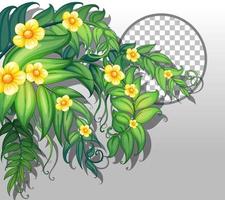 Round frame with yellow flowers and leaves template vector