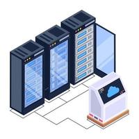 sala de bases de datos y servidores vector