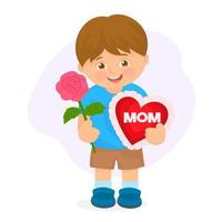 kids giving gift to mother on Mother's Day vector