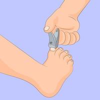 Toe nail cutting with a cutter vector