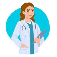 female doctor using her digital tablet vector