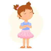 Angry girl standing in a pose, arms crossed, with a disgruntled look on her face vector