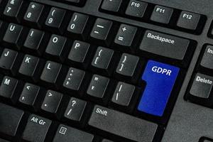 tecla azul del teclado con texto gdpr foto