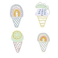 Rainbow ice cream set vector