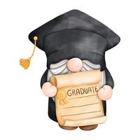 Digital painting watercolor graduation gnomes elements vector