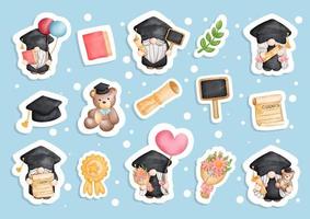 Graduation Gnomes sticker, Graduation gnome planner and scrapbook. vector