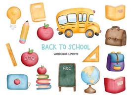 Digital painting back to school element. school bus. vector