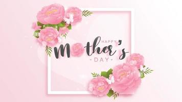 Happy mother's day background with colorful flowers and butterflies. Paper cut vector illustration.