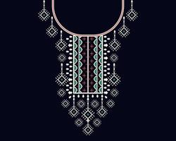 Geometric ethnic oriental pattern. Necklace embroidery design for textile, fashion woman, background, wallpaper, clothing and wrapping. Vector illustration.