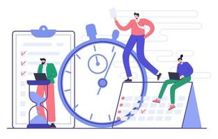 Concept of effective time management and planning. Workflow organization. Flat illustration vector