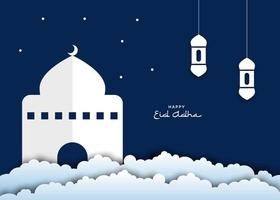 Eid Al Adha Background in papercut style vector