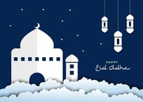 Eid Al Adha Background in papercut style vector