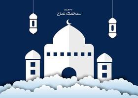 Eid Al Adha Background in papercut style vector