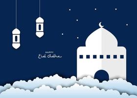 Eid Al Adha Background in papercut style vector