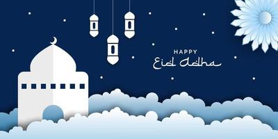 Eid Al Adha Background in papercut style vector