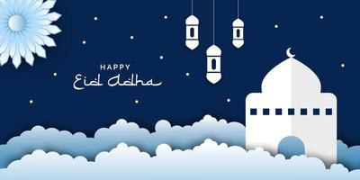 Eid Al Adha Background in papercut style vector