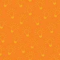 Line Idea Light Bulbs Seamless Orange Background Pattern vector