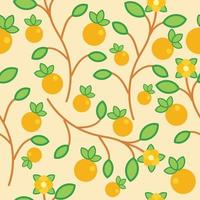 Hermoso y colorido patrón de fondo transparente de planta de fruta naranja vector