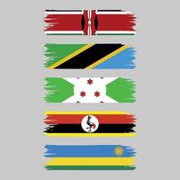 East African Brush Stroke Flags vector