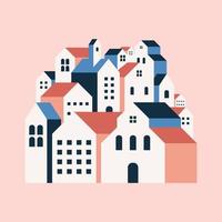 Flat geometric buildings, Minimal city landscape flat style. vector