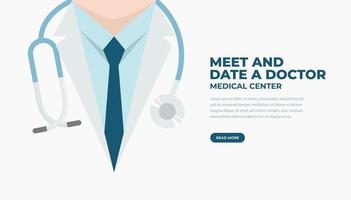 Doctor in lab coat with stethoscope. Medical and health care banner. vector