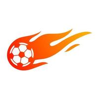 Football or soccer with fire flame symbol. vector