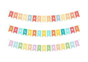 Cute bunting flags with letters Congratulation isolated on white background. vector