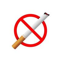 Signo de no fumar con cigarrillos aislado sobre fondo blanco. vector