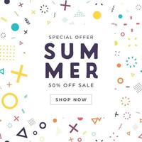 Special offer summer sale fashion banner. Geometric Memphis style. vector