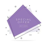 Special offer trendy flat geometric banner. Special offer label in Memphis design style. vector