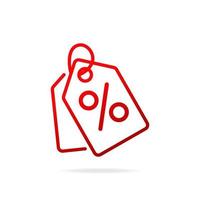 Red Shopping tags simple line icon. Special offer sign. vector