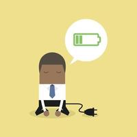 African businessman feeling tired and charging battery. vector