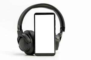 Headphones with Bluetooth technology on white background photo